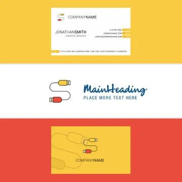 Beautiful USB cable Logo and business card. vertical Design Vector Illustrazione stock