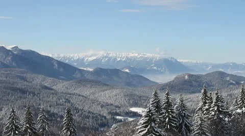 Beautiful Valley with Mountains in wintertime Video stock 21880970