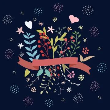 Beautiful vector abstract floral spring bouquet Stock Illustration