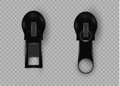 Beautiful vector closed and open zip detail, buckle. Fastens with a zipper.metal Illustrazione stock