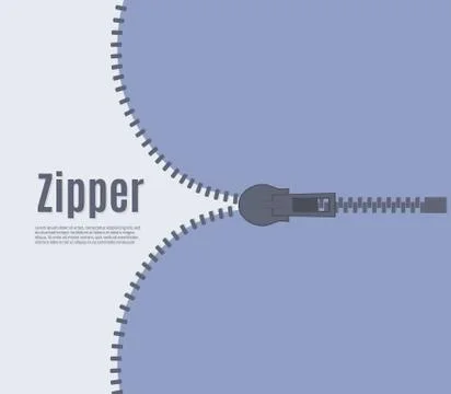 Beautiful vector closed and open zip detail, buckle. Fastens with a zipper.metal Illustrazione stock