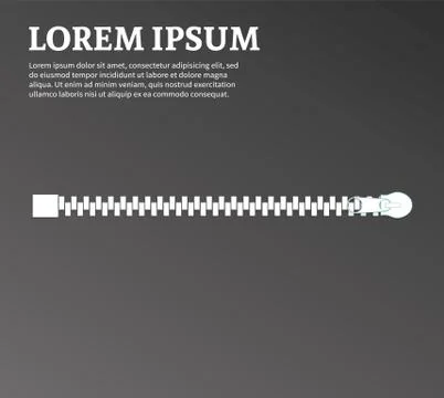 Beautiful vector closed and open zip detail, buckle. Fastens with a zipper.metal Stock Illustration
