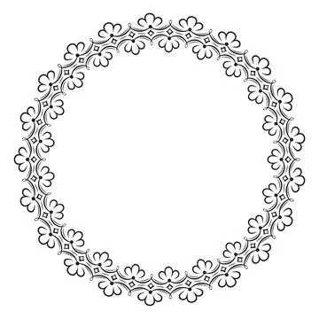 Beautiful vector decorative floral round frame for your design Stock Illustration