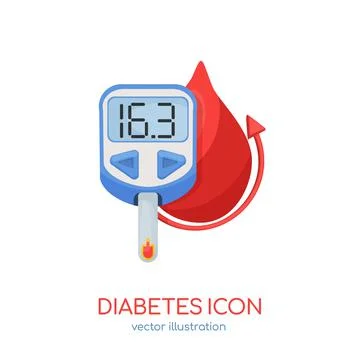 Beautiful vector diabetic icon. Glucometer cartoon sign. Stock Illustration