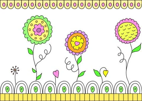 Beautiful vector flowers on white background Stock Illustration