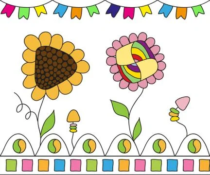 Beautiful vector flowers on white background Stock Illustration