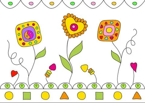 Beautiful vector flowers on white background Stock Illustration
