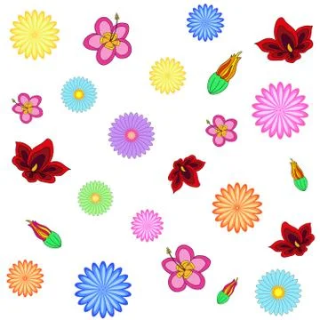Beautiful vector flowers on white background Stock Illustration