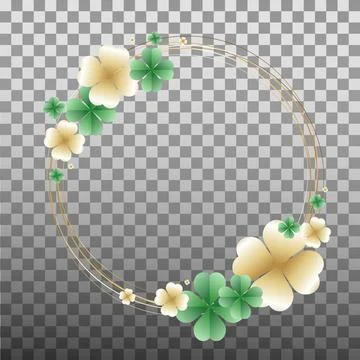 Beautiful vector illustration with a round frame and clover on a transparent Stock Illustration