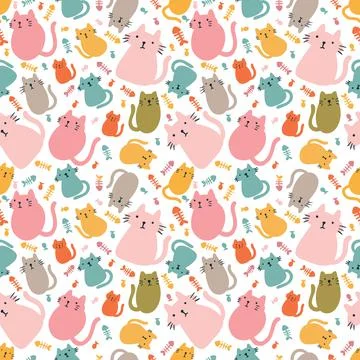 Beautiful vector pattern with cute animals Stock Illustration