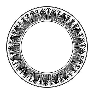 Beautiful vector round european frame with arabesque, floral element.  Stock Illustration