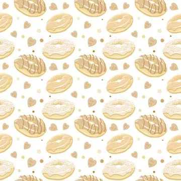 Beautiful vector seamless pattern with monochromatic sepia donut イラスト素材