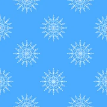 Beautiful vector snowflakes seamless pattern Stock Illustration