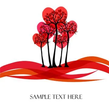Beautiful vector tree with hearts on a white background Stock Illustration
