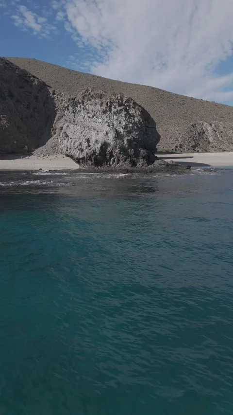 Beautiful vertical drone view of playa de los muertos spain Video stock 300553680