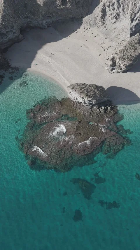 Beautiful vertical drone view of playa de los muertos spain Video stock 300554745