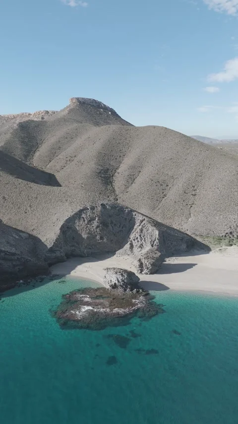 Beautiful vertical drone view of playa de los muertos spain Video stock 300555071