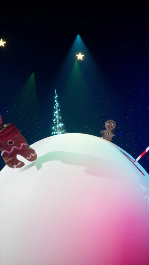 Beautiful vertical format xmas animation with dancing ginger breads on small Stock Footage 282710454