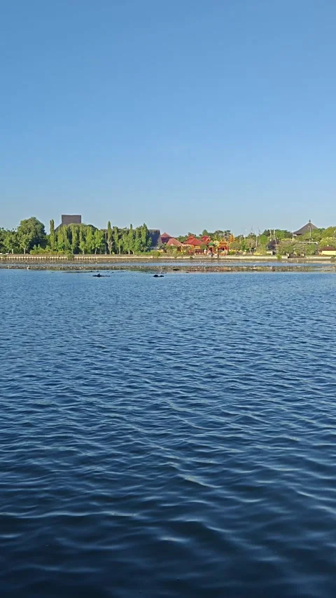 Beautiful Vertical View of Blue River and Clear Sky in Taman Pancing Video stock 337631111