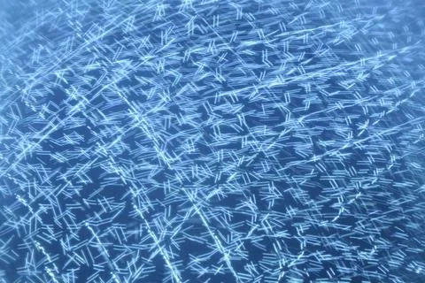 Beautiful vibrant view of many light particles sparking on light blue background Stock Illustration