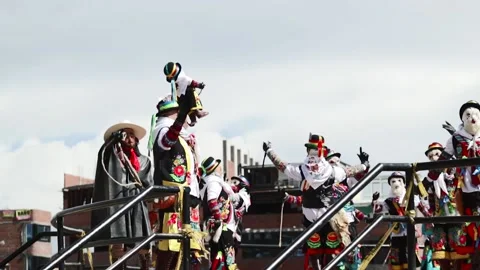 Beautiful video of folkloric dancers dancing the "Tunantada" Stock Footage 231329688