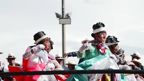 Beautiful video of folkloric dancers dancing the "Tunantada" Stock Footage 231330796