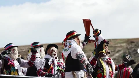Beautiful video of folkloric dancers dancing the "Tunantada" Stock Footage 231330804