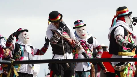 Beautiful video of folkloric dancers dancing the "Tunantada" Stock Footage 231330857