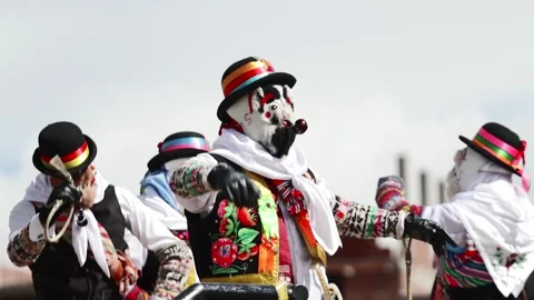Beautiful video of folkloric dancers dancing the "Tunantada" Stock Footage 231330858