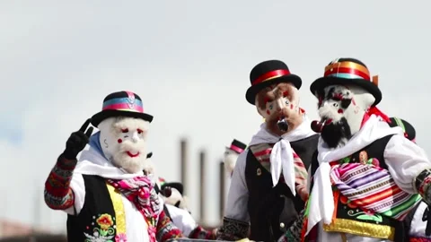 Beautiful video of folkloric dancers dancing the "Tunantada" Stock Footage 231330861