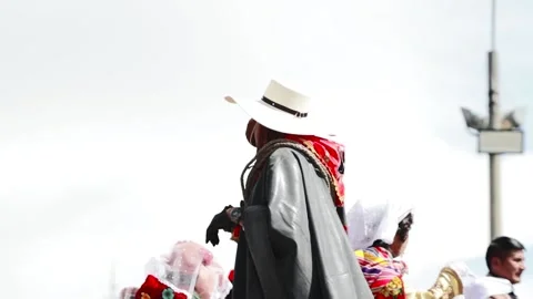 Beautiful video of folkloric dancers dancing the "Tunantada" Stock Footage 231330972