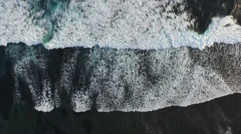 A beautiful view from above on the breaking waves (Bali, Indonesia) Stock Footage