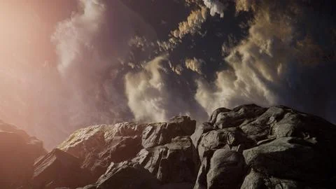Beautiful view above cloudscape and mountains Stock Illustration