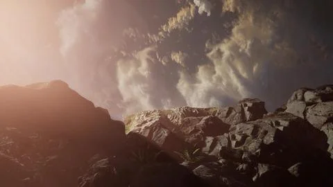 Beautiful view above cloudscape and mountains Stock Illustration