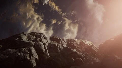 Beautiful view above cloudscape and mountains Stock Illustration