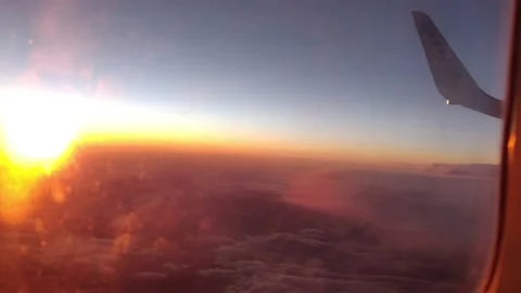 Beautiful view from an airplane during sunset Video stock 208460558
