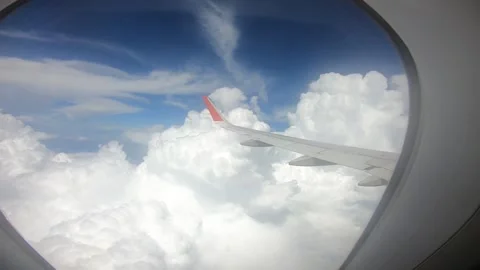 Beautiful view of airplane window overlooking city of India Stock Footage 293403060