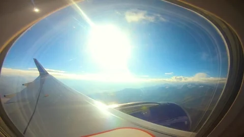 Beautiful view of airplane window overlooking city of India Stock Footage 293403118