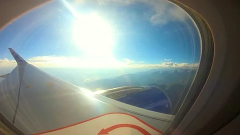Beautiful view of airplane window overlooking city of India Stock Footage 293403121