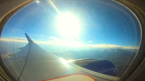 Beautiful view of airplane window overlooking city of India Stock Footage 293403129