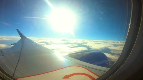 Beautiful view of airplane window overlooking city of India Stock Footage 293403187