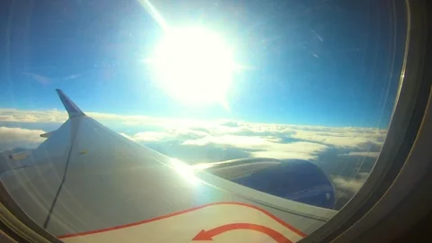 Beautiful view of airplane window overlooking city of India Stock Footage 293403198