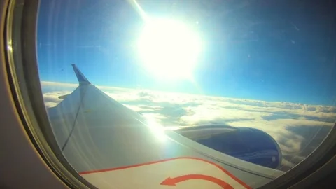 Beautiful view of airplane window overlooking city of India Stock Footage 293403439