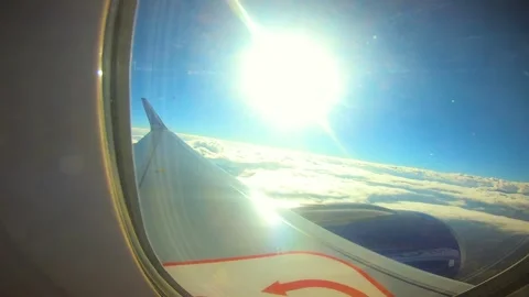 Beautiful view of airplane window overlooking city of India Stock Footage 293403761