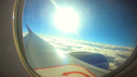 Beautiful view of airplane window overlooking city of India Stock Footage 293403823