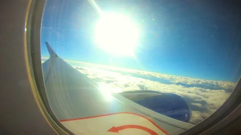 Beautiful view of airplane window overlooking city of India Stock Footage 293403837