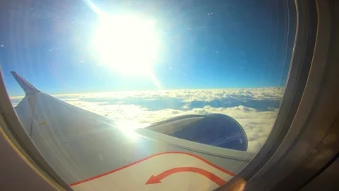 Beautiful view of airplane window overlooking city of India Stock Footage 293404107