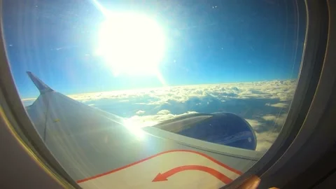 Beautiful view of airplane window overlooking city of India Stock Footage 293404530