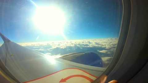 Beautiful view of airplane window overlooking city of India Stock Footage 293404647