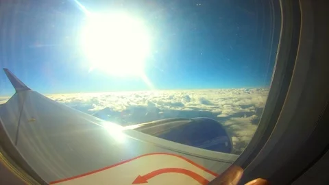 Beautiful view of airplane window overlooking city of India Stock Footage 293405027